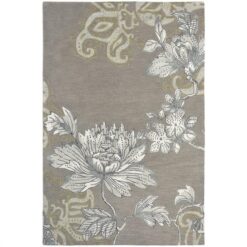 Wedgwood Fabled Floral Hand Tufted Designer Wool Rug, 180x120cm, Grey