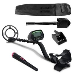 Weisshorn Black Metal Detector with Pinpointer, Shovel & LCD Screen