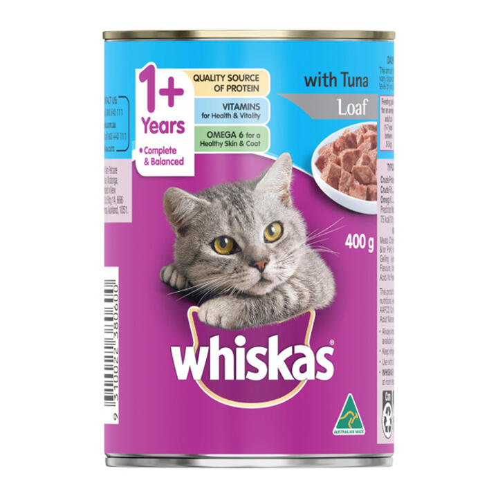 Whiskas Adult 1+ Years With Tuna Loaf Wet Cat Food 400gm 24 Cans Whiskas Adult 1+ Years With Tuna Loaf Wet Cat Food 400gm 24 Cans