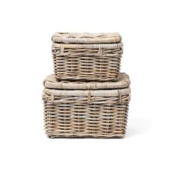 Wilmington 2 Piece Cane Lidded Hamper Basket Set