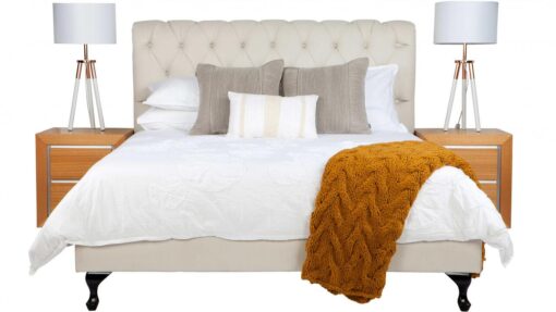 Winchester custom upholstery bed frame with deluxe base - discounted display model