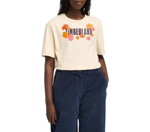 Women's Front Graphic Short Sleeve T-Shirt Beige
