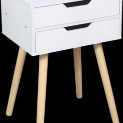 Wooden Bedside Table 2 Drawers Cabinet Storage Tall Night Stand