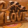Wooden carved LOVE words decoration 33 cm long