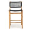 Zac Teak Timber & Woven Cord Indoor / Outdoor Counter Stool, Black / Natural