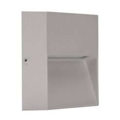 Zeke IP65 Exterior Surface Mounted LED Steplight, 12V, 3000K, Mini Square, Silver