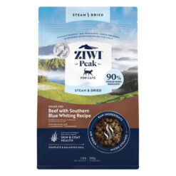 Ziwi Peak Steam And Dried Grass Fed Beef With Southern Blue Whiting Cat Food 800 Gm