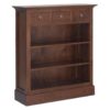 Adolf Mahogany Timber 3 Drawer Low Bookcase, Mahogany