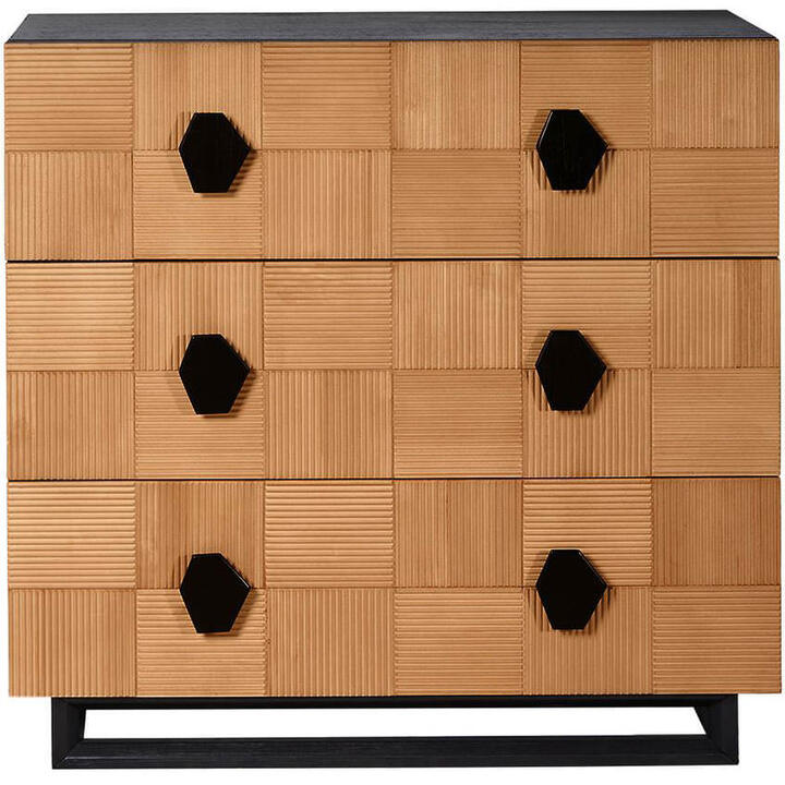 Alton Wooden 3 Drawer Chest, Natural / Black Alton Wooden 3 Drawer Chest, Natural / Black