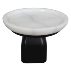 Edith Marble & Timber Footed Bowl, Small, White / Black