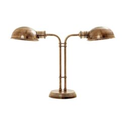 Picardy Metal Double Shade Desk Lamp, Antique Brass