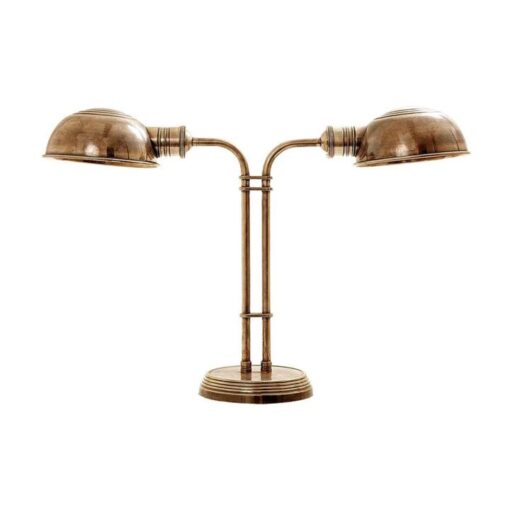 Picardy Metal Double Shade Desk Lamp, Antique Brass