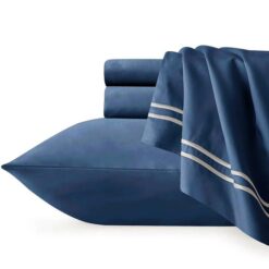 Strada Embroidered 1000 TC Egyptian Cotton Indigo Super King Sheet sets by Renee Taylor