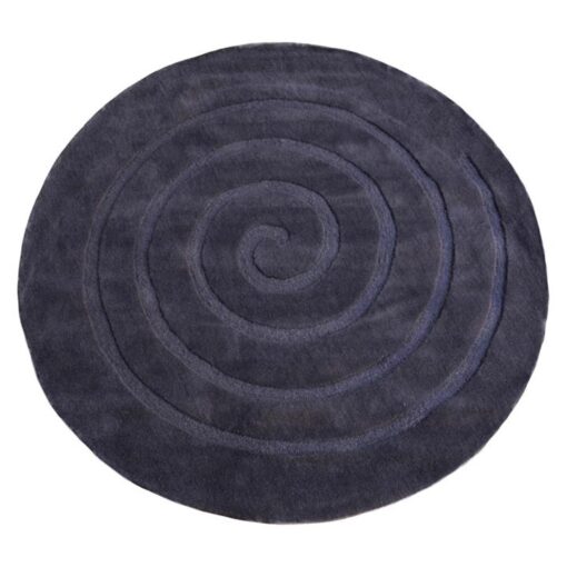 Swirl Hand Woven Wool Round Rug, 160cm, Charcoal
