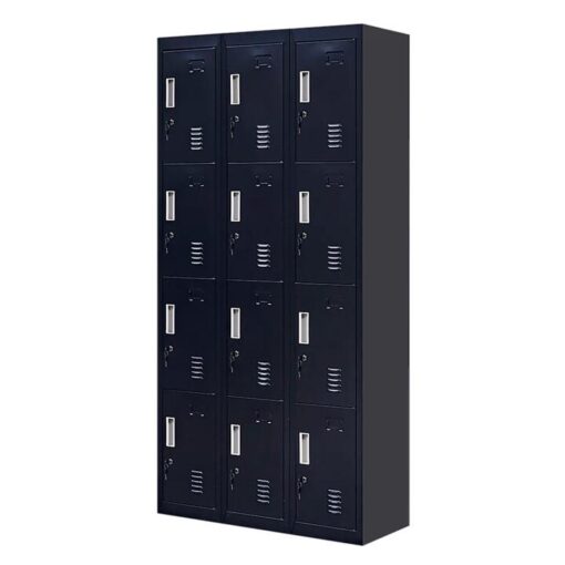 12-Door Locker for Office Gym Shed School Home Storage - Standard Lock with Keys