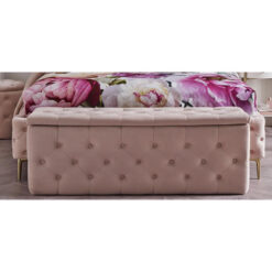 Etrena Tufted Fabric Storage Ottoman, Large, Blush