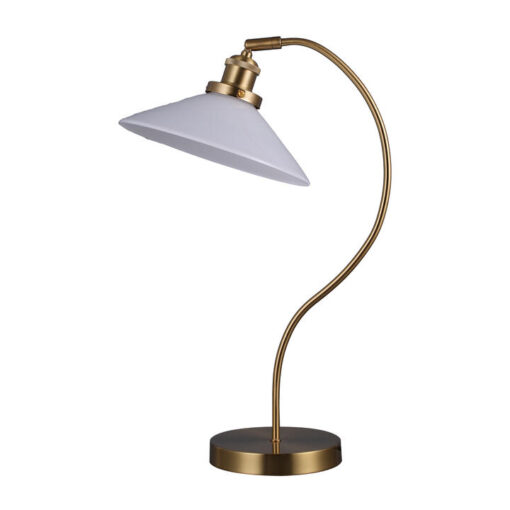 Gemma Glass & Metal Desk Lamp, White