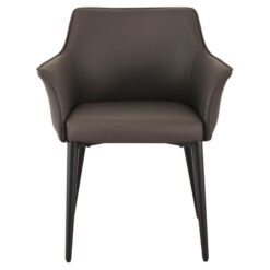 Groane Faux Leather Carver Dining Chair, Grey