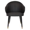 Hugo Commercial Grade Vinyl Dining Chair, Slim Metal Leg, Black / Black Brass