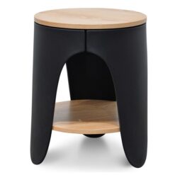 Jacca Round Side Table, Natural / Black