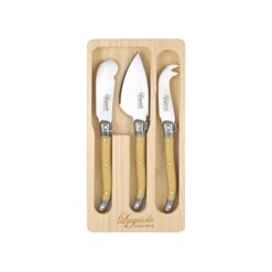 Laguiole Etiquette 3 Piece Mini Cheese Knife Set, Ivory