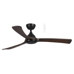 Martec Norfolk Indoor / Outdoor Smart DC Ceiling Fan, 142cm/56", Matt Black / Walnut