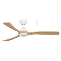 Martec Norfolk Indoor / Outdoor Smart DC Ceiling Fan, 142cm/56", Matt White / Natural