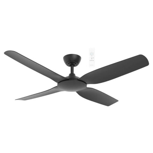 Martec Viper Indoor / Outdoor Smart DC Ceiling Fan, 4 Blade, 132cm/52", Matt Black