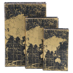Orenda 3 Piece World Map Book Nested Storage Box Set