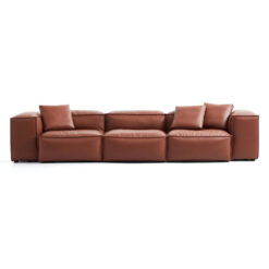 Touff Bonded Leather Modular Corner Sofa, High Arms, 5 Seater, Brown