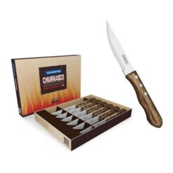 Tramontina Churrasco Polywood 6 Piece Jumbo Steak Knife Set, Dark Natural, Package B