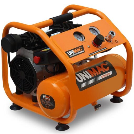UNIMAC 1.5HP 6L Silent Oil-Free Portable Electric Air Compressor, for Airtools, Tyre Inflation