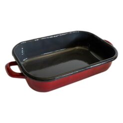 Urban Style Enamel Baking Dish, 26x16.5cm, Red / Charcoal