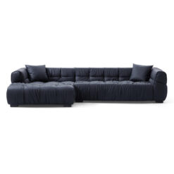 Veronia Fabric Corner Sofa, 3 Seater with LHF Chaise, Black