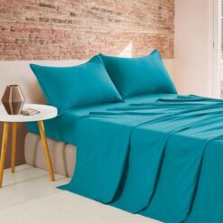 Vintage Washed Microfibre Sheet Set (Teal, King)