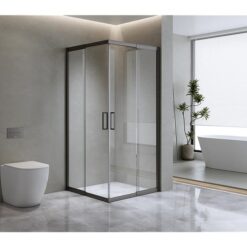 Adjustable 1000x900mm Double Sliding Door Glass Shower Screen in Black