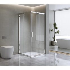 Adjustable 900x900mm Double Sliding Door Glass Shower Screen in Chrome