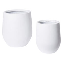 Aiden 2 Piece Fibrestone Outdoor Planter Set, White
