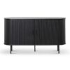 Alamein Wooden Sliding Door Oval Buffet Table, 140cm, Black