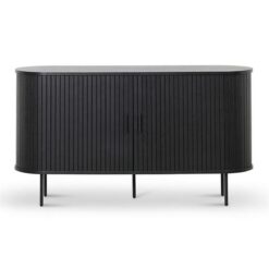 Alamein Wooden Sliding Door Oval Buffet Table, 140cm, Black