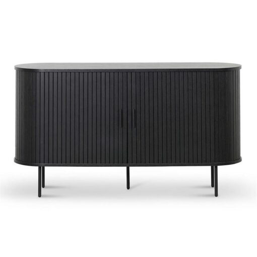 Alamein Wooden Sliding Door Oval Buffet Table, 140cm, Black