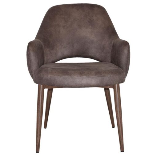 Albury Commercial Grade Eastwood Fabric Tub Chair, Metal Leg, Donkey / Light Walnut