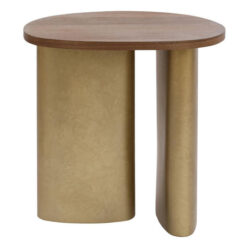 Audrey Wood & Metal Side Table, Large, Walnut / Antique Gold