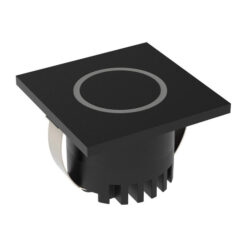 Aura Aluminium Recessed LED Square Steplight, Round Ring, 24V, CCT, Black