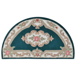 Avalon French Aubusson Half Moon Wool Rug, 127x67cm, Turquoise