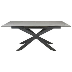 Aziel Ceramic Glass & Metal Extension Dining Table, 180-240cm, White / Black