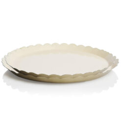 Bazaar 2 Piece Iron Scallop Round Tray Set, Cream