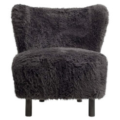 Brado Faux Fur Lounge Chair, Soot