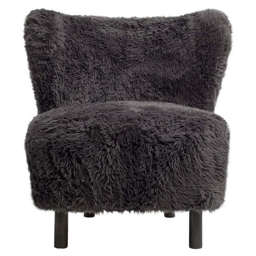 Brado Faux Fur Lounge Chair, Soot