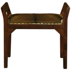 Dacey Mahogany Timber Single Bench with Goat Hide Seat, Mahogany